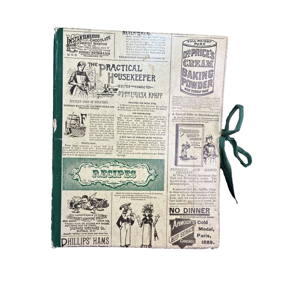 Vintage Recipe Organizer Book Holder Accordion File 70s Advertising Green Empty